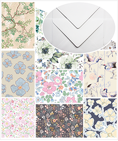 Liberty print, seamless pattern postcards with white envelopes - The Postcard Store - At Liberty